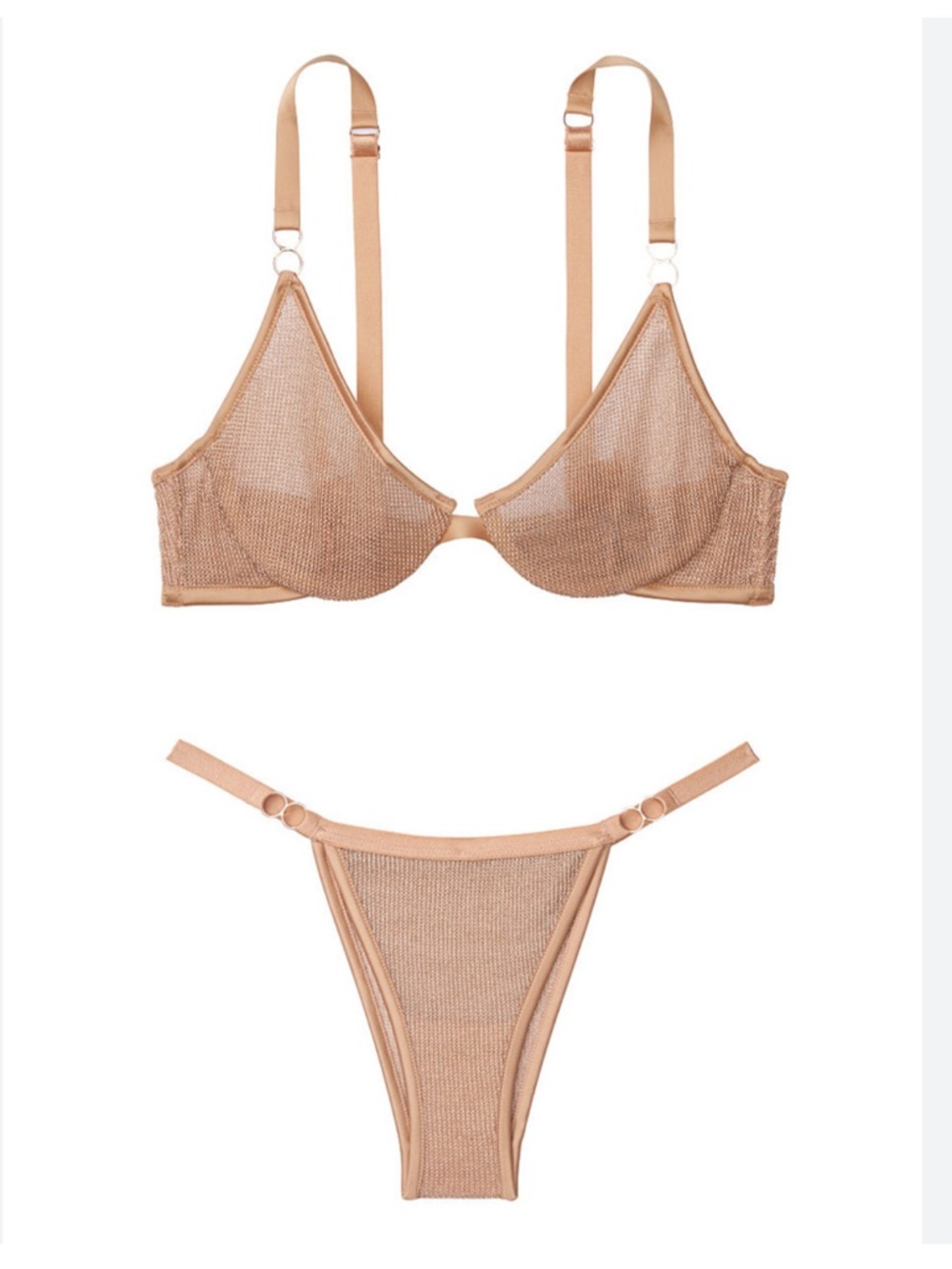 NWT Victorias Secret Chainmail Demi Bra and Panty Set